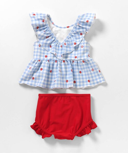 apres les cours（アプレレクール）の「【WEB限定/UVカット】フリルペプラムセパレート水着（水着・キッズ・ブルー/ピンク/ブラック/ミント/オレンジ/イエロー・80/90/100/110/120/130/140）」の11枚目の写真