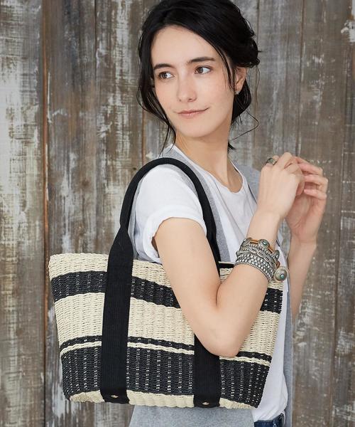 green label relaxing(グリーンレーベルリラクシング)の「CB テープハンドル かごバッグ 2016◆(かごバッグ・レディース・オフホワイト/モカ/その他1/その他2・FREE)」の4枚目の写真