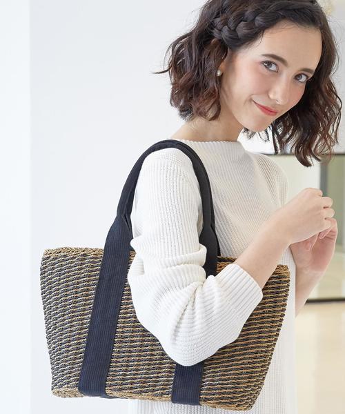 green label relaxing(グリーンレーベルリラクシング)の「CB テープハンドル かごバッグ 2016◆(かごバッグ・レディース・オフホワイト/モカ/その他1/その他2・FREE)」の1枚目の写真