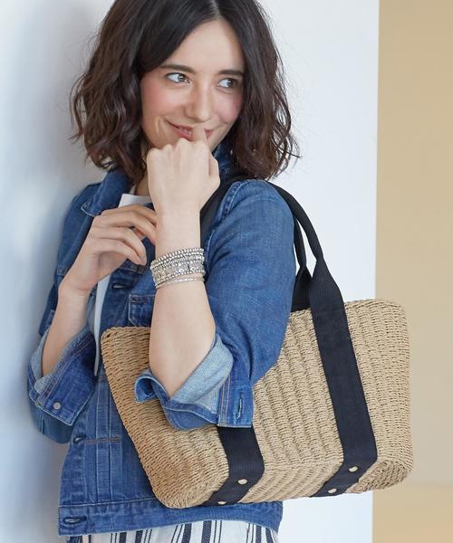 green label relaxing(グリーンレーベルリラクシング)の「CB テープハンドル かごバッグ 2016◆(かごバッグ・レディース・オフホワイト/モカ/その他1/その他2・FREE)」の6枚目の写真