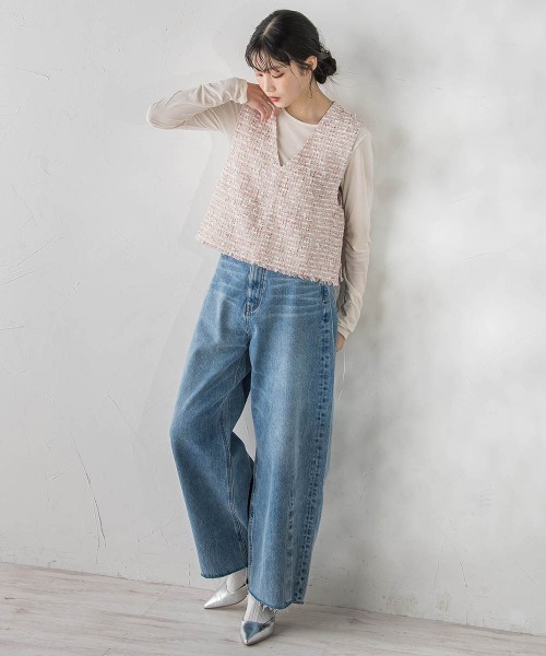 Droite lautreamont（ドロワットロートレアモン）の「カーブデニムパンツ≪洗濯機で洗える≫（デニムパンツ・レディース・ピンク/ブルー・S/M）」の10枚目の写真