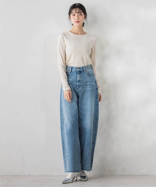 Droite lautreamont（ドロワットロートレアモン）の「カーブデニムパンツ≪洗濯機で洗える≫（デニムパンツ・レディース・ピンク/ブルー・S/M）」の7枚目の写真