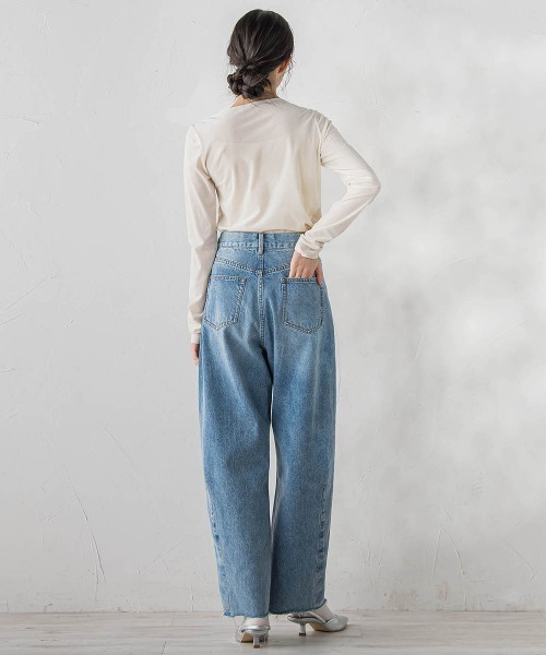 Droite lautreamont（ドロワットロートレアモン）の「カーブデニムパンツ≪洗濯機で洗える≫（デニムパンツ・レディース・ピンク/ブルー・S/M）」の8枚目の写真