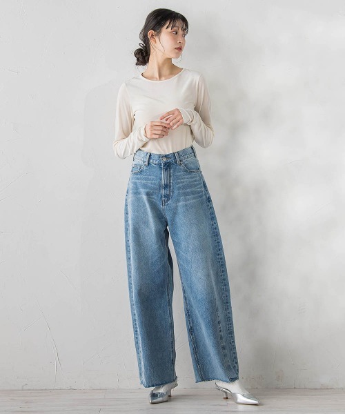 Droite lautreamont（ドロワットロートレアモン）の「カーブデニムパンツ≪洗濯機で洗える≫（デニムパンツ・レディース・ピンク/ブルー・S/M）」の9枚目の写真