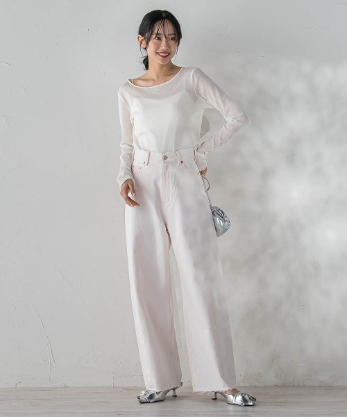 Droite lautreamont（ドロワットロートレアモン）の「カーブデニムパンツ≪洗濯機で洗える≫（デニムパンツ・レディース・ピンク/ブルー・S/M）」の15枚目の写真