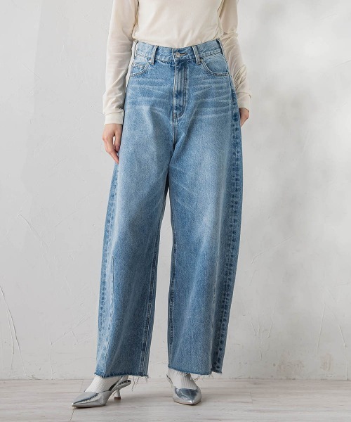 Droite lautreamont（ドロワットロートレアモン）の「カーブデニムパンツ≪洗濯機で洗える≫（デニムパンツ・レディース・ピンク/ブルー・S/M）」の3枚目の写真