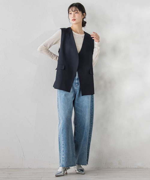 Droite lautreamont（ドロワットロートレアモン）の「カーブデニムパンツ≪洗濯機で洗える≫（デニムパンツ・レディース・ピンク/ブルー・S/M）」の11枚目の写真