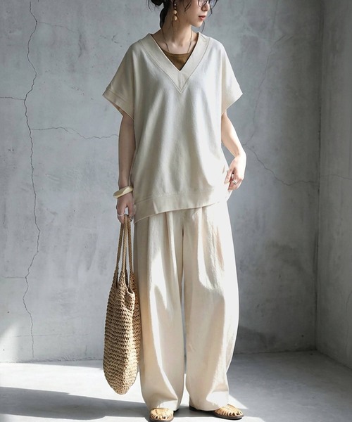 antiqua(アンティカ)の「コーデセット ベスト タンク パンツ(ベスト・レディース・チャコールグレー/ナチュラル/ブラック/ブラウン系その他・MEDIUM/LARGE)」の4枚目の写真
