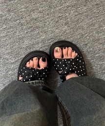 Miniministore（ミニミニストア）の「ドット柄クロスリボン厚底サンダル美脚脚長（サンダル）」