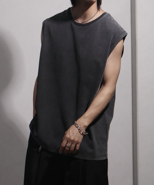 welise（ウェライズ）の「【welise/ウェライズ】シルケットライクスムースコットン ノースリーブTシャツ/接触冷感 UVカット（Tシャツ/カットソー・メンズ・ブラック系その他/ブラック/ライトグレー/ホワイト/ダークブルー・M/S/L）」の3枚目の写真