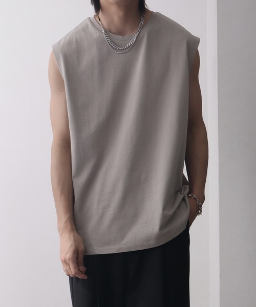 welise（ウェライズ）の「【welise/ウェライズ】シルケットライクスムースコットン ノースリーブTシャツ/接触冷感 UVカット（Tシャツ/カットソー・メンズ・ブラック系その他/ブラック/ライトグレー/ホワイト/ダークブルー・M/S/L）」の6枚目の写真