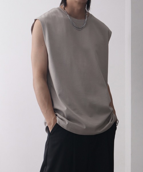 welise（ウェライズ）の「【welise/ウェライズ】シルケットライクスムースコットン ノースリーブTシャツ/接触冷感 UVカット（Tシャツ/カットソー・メンズ・ブラック系その他/ブラック/ライトグレー/ホワイト/ダークブルー・M/S/L）」の7枚目の写真