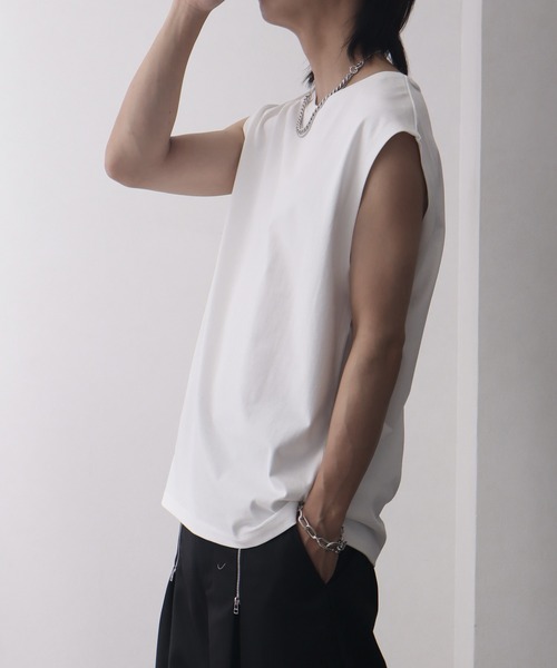 welise（ウェライズ）の「【welise/ウェライズ】シルケットライクスムースコットン ノースリーブTシャツ/接触冷感 UVカット（Tシャツ/カットソー・メンズ・ブラック系その他/ブラック/ライトグレー/ホワイト/ダークブルー・M/S/L）」の19枚目の写真