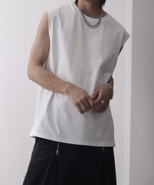 welise（ウェライズ）の「【welise/ウェライズ】シルケットライクスムースコットン ノースリーブTシャツ/接触冷感 UVカット（Tシャツ/カットソー・メンズ・ブラック系その他/ブラック/ライトグレー/ホワイト/ダークブルー・M/S/L）」の21枚目の写真