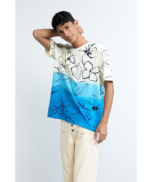 Desigual（デシグアル）の「フローラル グラデーション プリント Tシャツ（Tシャツ/カットソー・メンズ・ホワイト・M/S/L/XL）」の2枚目の写真