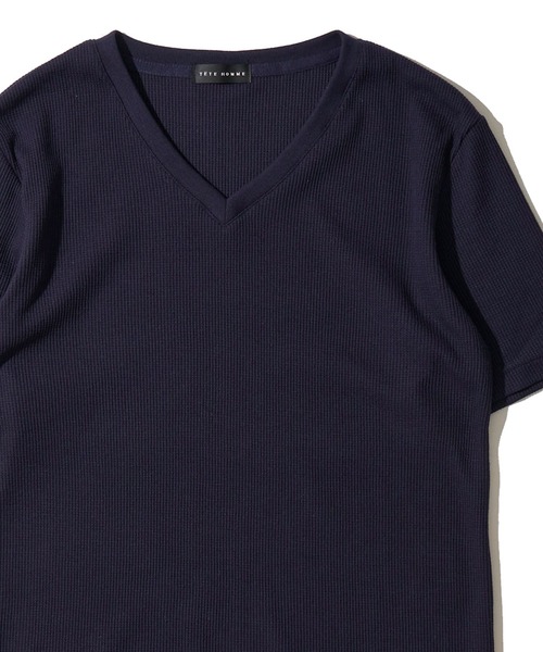 TETE HOMME（テットオム）の「展開店舗限定 サーマル VネックショートスリーブTシャツ（Tシャツ/カットソー・メンズ・グレー/ホワイト/ブラック/ネイビー・X-LARGE/LARGE/MEDIUM）」の4枚目の写真