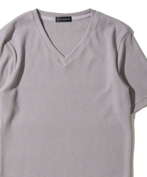 TETE HOMME（テットオム）の「展開店舗限定 サーマル VネックショートスリーブTシャツ（Tシャツ/カットソー・メンズ・グレー/ホワイト/ブラック/ネイビー・X-LARGE/LARGE/MEDIUM）」の3枚目の写真