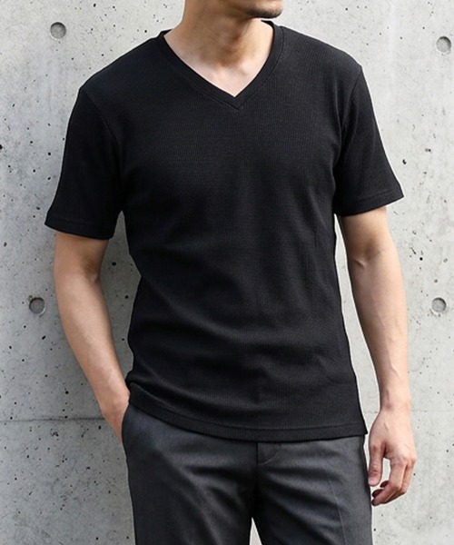 TETE HOMME（テットオム）の「展開店舗限定 サーマル VネックショートスリーブTシャツ（Tシャツ/カットソー・メンズ・グレー/ホワイト/ブラック/ネイビー・X-LARGE/LARGE/MEDIUM）」の5枚目の写真