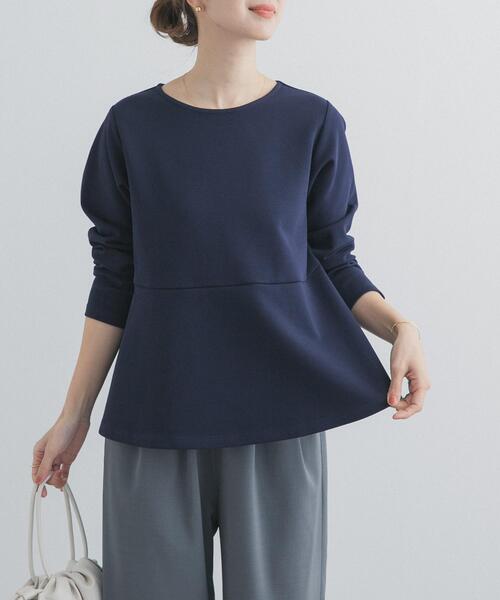 URBAN RESEARCH DOORS（アーバンリサーチドアーズ）の「ポンチペプラムプルオーバー（Tシャツ/カットソー・レディース・オフホワイト/ネイビー/ブルー系その他・FREE）」の4枚目の写真