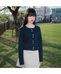 Dot Button Point Cardigan [Navy]