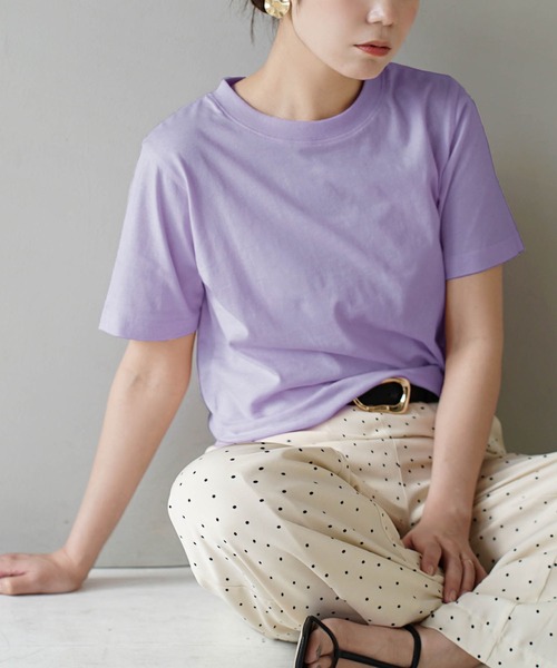zootie(ズーティー)の「5サイズから選べる プチプラ ベーシック Tシャツ(Tシャツ/カットソー・レディース・ライトグレー/ライトブルー/ベージュ/パープル/ブラック/ネイビー/オフホワイト/カーキ/ピンク/イエロー/マジェンタ/モカ/ラベンダー/杢グレー/ブルーグリーン/チャコール・3L/S/M/L/LL)」の14枚目の写真