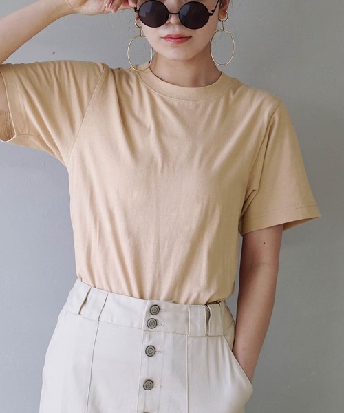 zootie(ズーティー)の「5サイズから選べる プチプラ ベーシック Tシャツ(Tシャツ/カットソー・レディース・ライトグレー/ライトブルー/ベージュ/パープル/ブラック/ネイビー/オフホワイト/カーキ/ピンク/イエロー/マジェンタ/モカ/ラベンダー/杢グレー/ブルーグリーン/チャコール・3L/S/M/L/LL)」の8枚目の写真