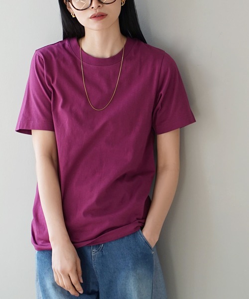 zootie(ズーティー)の「5サイズから選べる プチプラ ベーシック Tシャツ(Tシャツ/カットソー・レディース・ライトグレー/ライトブルー/ベージュ/パープル/ブラック/ネイビー/オフホワイト/カーキ/ピンク/イエロー/マジェンタ/モカ/ラベンダー/杢グレー/ブルーグリーン/チャコール・3L/S/M/L/LL)」の16枚目の写真