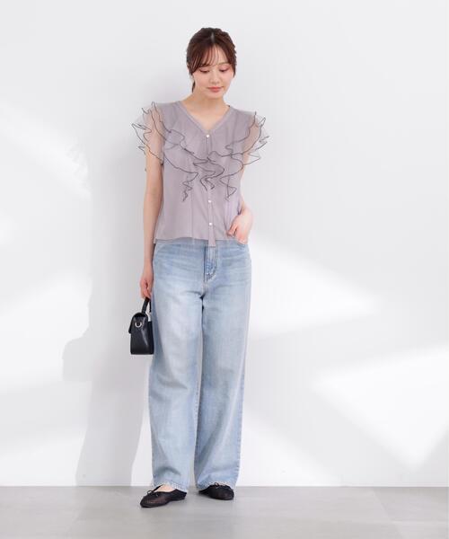 PROPORTION BODY DRESSING(プロポーションボディドレッシング)の「チュールラッフルブラウス / 1216110400(シャツ/ブラウス・レディース・ピンク/グレー/オフホワイト・SMALL/MEDIUM)」の11枚目の写真