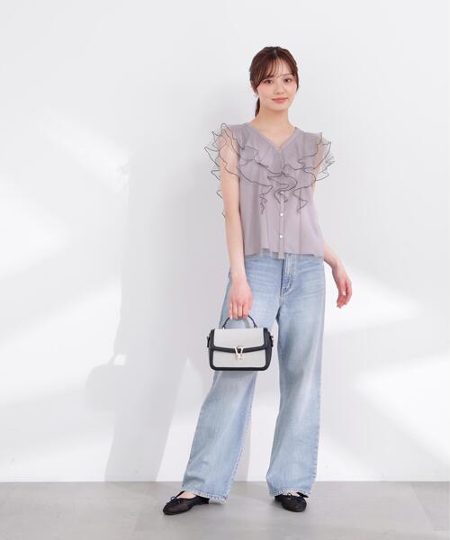 PROPORTION BODY DRESSING(プロポーションボディドレッシング)の「チュールラッフルブラウス / 1216110400(シャツ/ブラウス・レディース・ピンク/グレー/オフホワイト・SMALL/MEDIUM)」の13枚目の写真