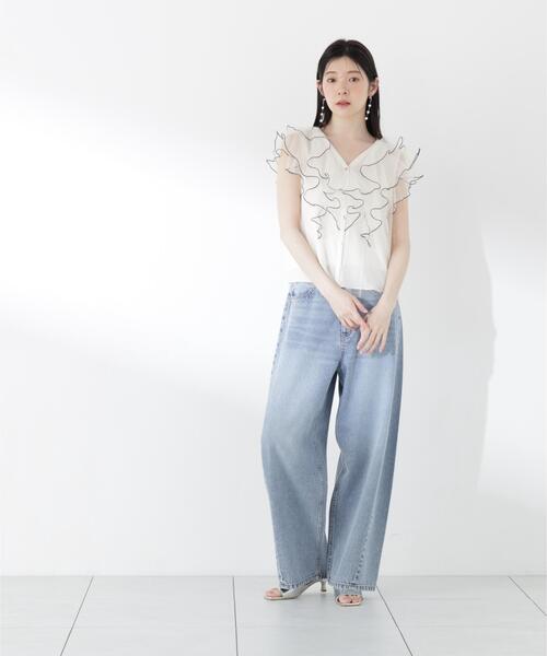PROPORTION BODY DRESSING(プロポーションボディドレッシング)の「チュールラッフルブラウス / 1216110400(シャツ/ブラウス・レディース・ピンク/グレー/オフホワイト・SMALL/MEDIUM)」の17枚目の写真