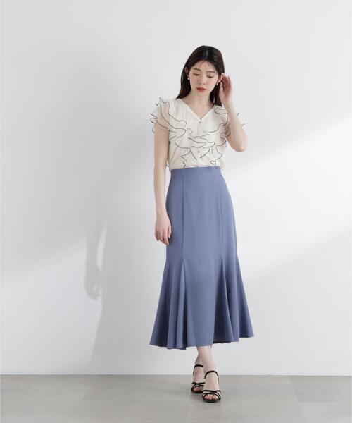 PROPORTION BODY DRESSING（プロポーションボディドレッシング）の「チュールラッフルブラウス / 1216110400（シャツ/ブラウス・レディース・ピンク/グレー/オフホワイト・SMALL/MEDIUM）」の5枚目の写真