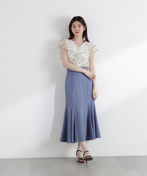 PROPORTION BODY DRESSING（プロポーションボディドレッシング）の「チュールラッフルブラウス / 1216110400（シャツ/ブラウス・レディース・ピンク/グレー/オフホワイト・SMALL/MEDIUM）」の6枚目の写真