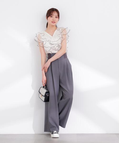 PROPORTION BODY DRESSING（プロポーションボディドレッシング）の「チュールラッフルブラウス / 1216110400（シャツ/ブラウス・レディース・ピンク/グレー/オフホワイト・SMALL/MEDIUM）」の11枚目の写真