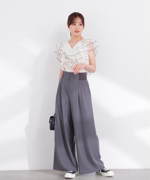 PROPORTION BODY DRESSING（プロポーションボディドレッシング）の「チュールラッフルブラウス / 1216110400（シャツ/ブラウス・レディース・ピンク/グレー/オフホワイト・SMALL/MEDIUM）」の15枚目の写真