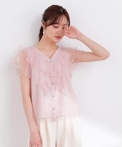 PROPORTION BODY DRESSING（プロポーションボディドレッシング）の「チュールラッフルブラウス / 1216110400（シャツ/ブラウス・レディース・ピンク/グレー/オフホワイト・SMALL/MEDIUM）」の21枚目の写真