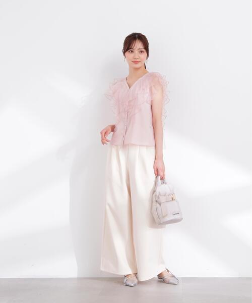 PROPORTION BODY DRESSING（プロポーションボディドレッシング）の「チュールラッフルブラウス / 1216110400（シャツ/ブラウス・レディース・ピンク/グレー/オフホワイト・SMALL/MEDIUM）」の22枚目の写真