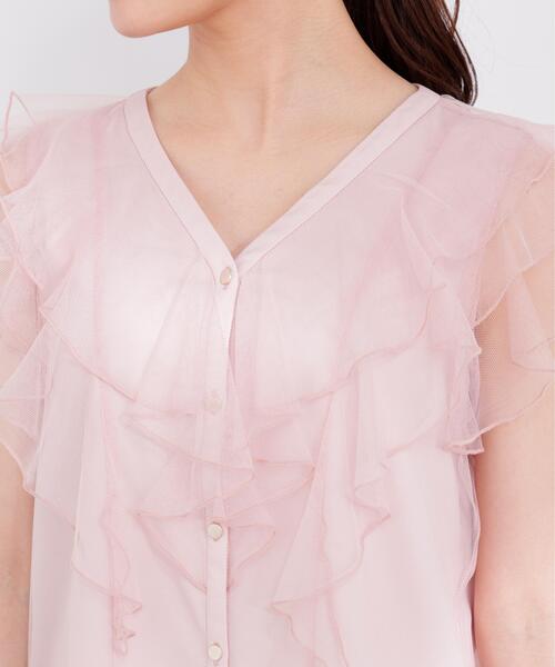 PROPORTION BODY DRESSING（プロポーションボディドレッシング）の「チュールラッフルブラウス / 1216110400（シャツ/ブラウス・レディース・ピンク/グレー/オフホワイト・SMALL/MEDIUM）」の6枚目の写真