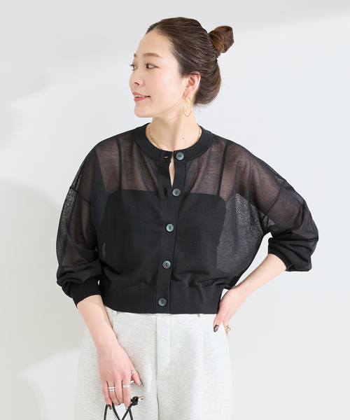 B.C STOCK（ベーセーストック）の「手洗い可 / シアークルーカーディガン（カーディガン/ボレロ・レディース・ホワイト/イエロー/ブルー系その他/ブラック・FREE）」の8枚目の写真