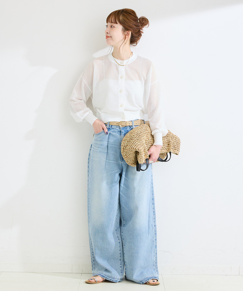 B.C STOCK（ベーセーストック）の「手洗い可 / シアークルーカーディガン（カーディガン/ボレロ・レディース・ホワイト/イエロー/ブルー系その他/ブラック・FREE）」の11枚目の写真