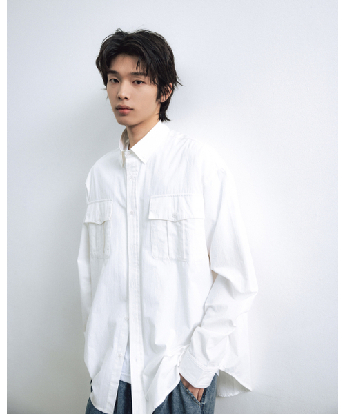 ANGLAN(アングラン)の「Officer Big Shirt - White(シャツ/ブラウス・メンズ・その他・1/2)」の4枚目の写真