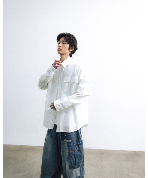 ANGLAN(アングラン)の「Officer Big Shirt - White(シャツ/ブラウス・メンズ・その他・1/2)」の6枚目の写真
