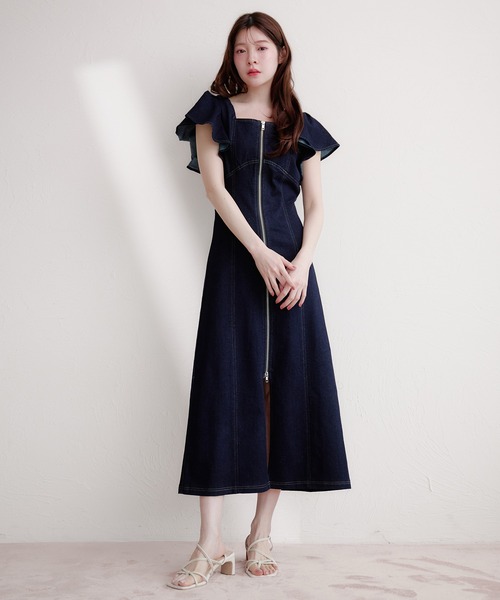 fupel(フぺル)の「2way frill denim onepiece / 2way フリルデニムワンピース(ワンピース・レディース・インディゴブルー/ブラック・FREE)」の22枚目の写真