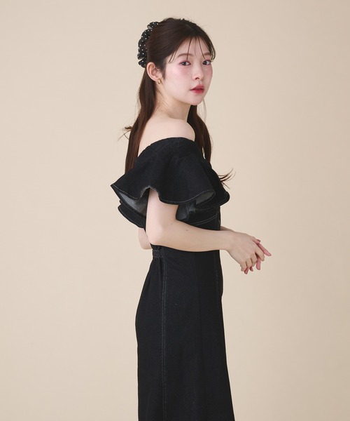 fupel(フぺル)の「2way frill denim onepiece / 2way フリルデニムワンピース(ワンピース・レディース・インディゴブルー/ブラック・FREE)」の10枚目の写真