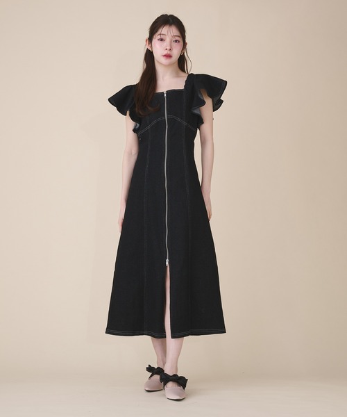 fupel(フぺル)の「2way frill denim onepiece / 2way フリルデニムワンピース(ワンピース・レディース・インディゴブルー/ブラック・FREE)」の15枚目の写真