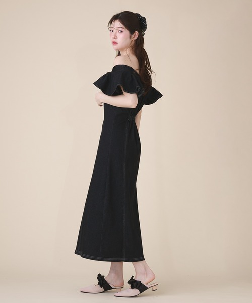 fupel(フぺル)の「2way frill denim onepiece / 2way フリルデニムワンピース(ワンピース・レディース・インディゴブルー/ブラック・FREE)」の6枚目の写真