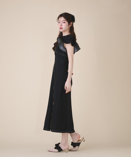 fupel(フぺル)の「2way frill denim onepiece / 2way フリルデニムワンピース(ワンピース・レディース・インディゴブルー/ブラック・FREE)」の17枚目の写真