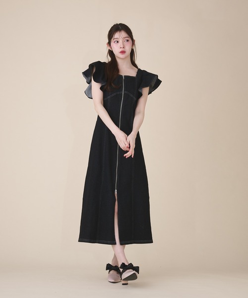 fupel(フぺル)の「2way frill denim onepiece / 2way フリルデニムワンピース(ワンピース・レディース・インディゴブルー/ブラック・FREE)」の16枚目の写真