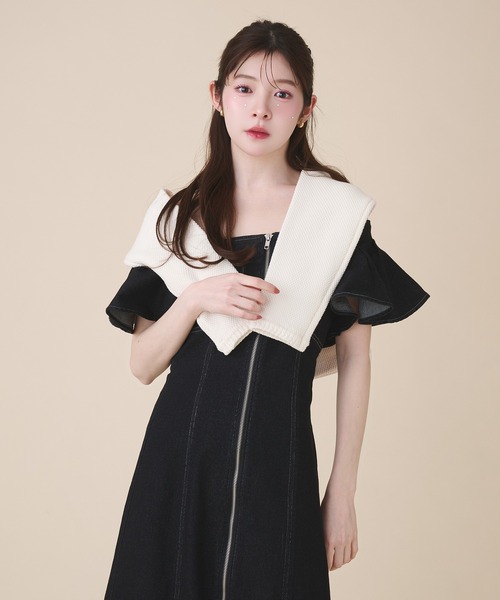 fupel(フぺル)の「2way frill denim onepiece / 2way フリルデニムワンピース(ワンピース・レディース・インディゴブルー/ブラック・FREE)」の20枚目の写真