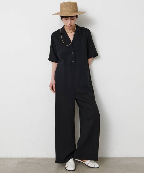 THE PAUSE（ザ ポーズ）の「【THE PAUSE】リネン混カイキンジャンプスーツ（つなぎ/オールインワン・レディース・ブラウン/ブラック・FREE）」の3枚目の写真
