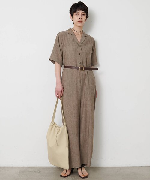 THE PAUSE（ザ ポーズ）の「【THE PAUSE】リネン混カイキンジャンプスーツ（つなぎ/オールインワン・レディース・ブラウン/ブラック・FREE）」の12枚目の写真